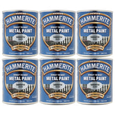 6X Hammerite Smooth Silver Paint 750ml Tin Paint